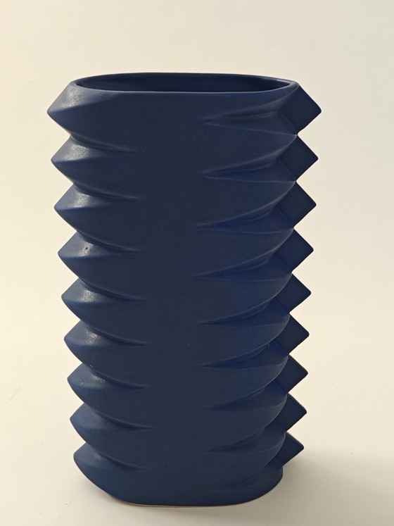 Jan Van Der Vaart – Vase en céramique bleue – Design hollandais – Vintage – Ceramic (photo 4 of 12)
