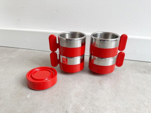 4x Vintage Morinox Espresso Cups From the 70s – servies, Metal, Plastic (photo 2 of 9)