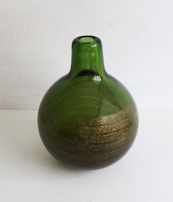 Image 1 of Vaso in vetro verde degli anni '70 di Frantisek Vizner per la vetreria Skrdlovice, modello 7626/24