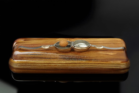 Image 1 of BMF Germany heavy brass chrome walnut nutcracker.