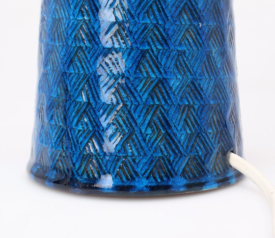 Image 1 of Nils Kähler blue earthenware table lamp
