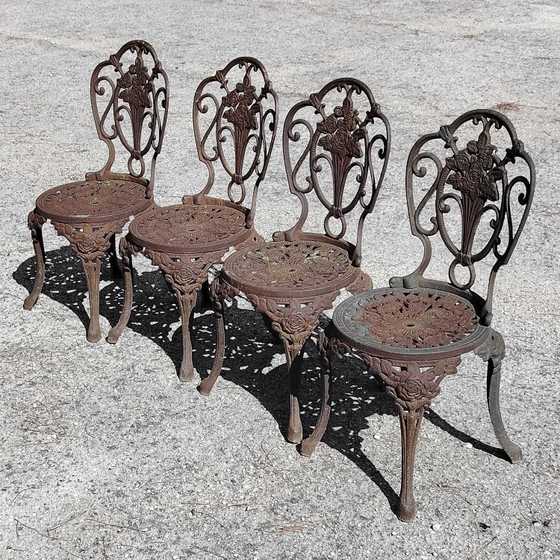 Garten-Set aus Gusseisen mit Stühlen und Tisch – Marmor, Klassiek (photo 20 of 20)