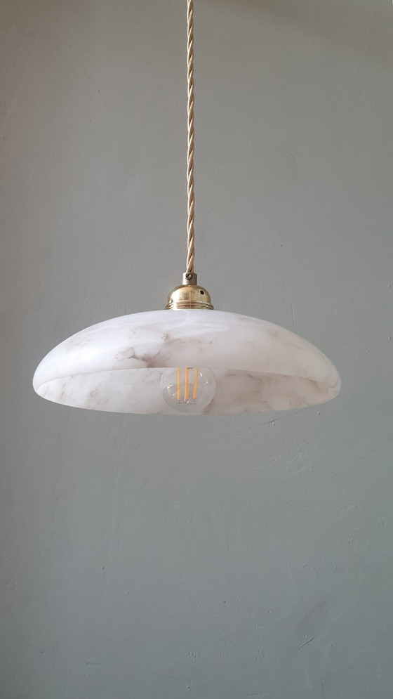 Lampada a sospensione vintage in alabastro - Art Déco - Metà secolo – Lampade a sospensione, Stone, Metal (photo 10 of 23)