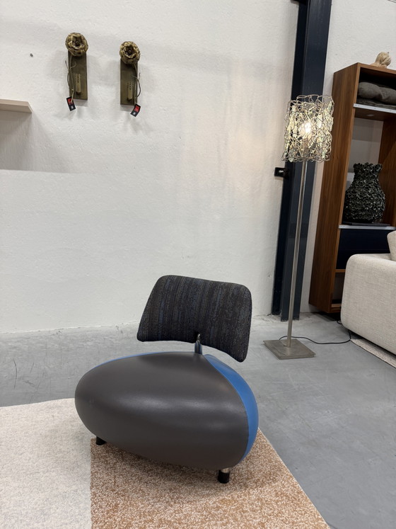 Image 1 of Leolux Pallone Ma Armchair blue fabric leather