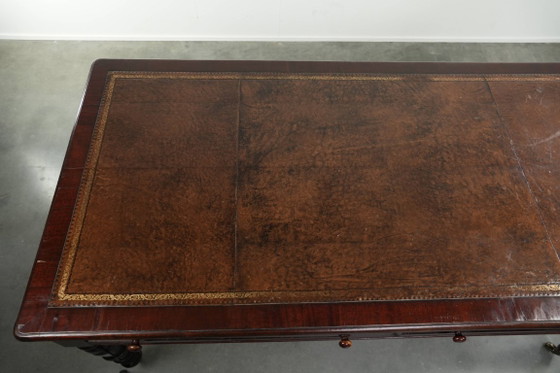Bureau d'écriture anglais ancien de la fin du XIXe siècle, avec un bois aux tons chauds et un plateau en (photo 7 of 12)
