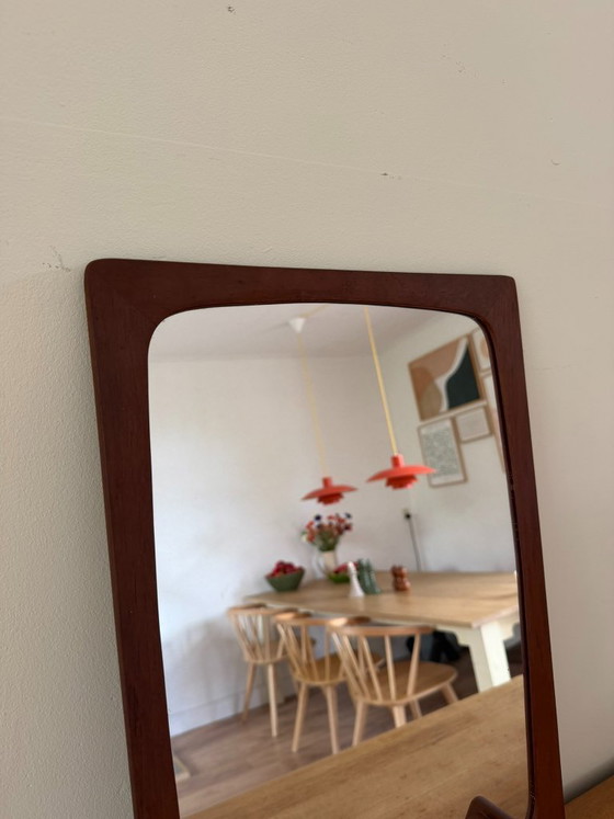 Image 1 of Vintage Danish teak mirror with shelf - midcentury mirror