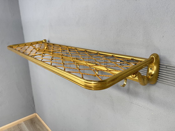 Image 1 of Vintage metalen wandkapstok met touw