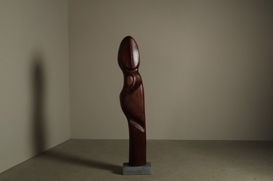 Image 1 of  Monumental Afzelia wood sculpture by Begga d'Haese, Belgium, c. 1985