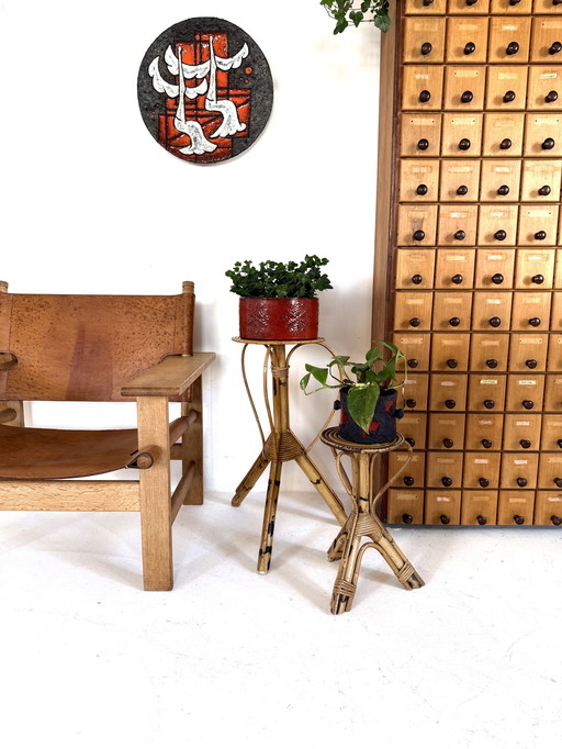 2x maceteros de ratán vintage, Rohé Noordwolde '60