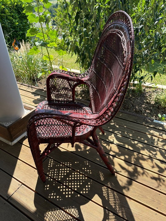 Image 1 of Vintage rotan pauwenstoel, jaren 70