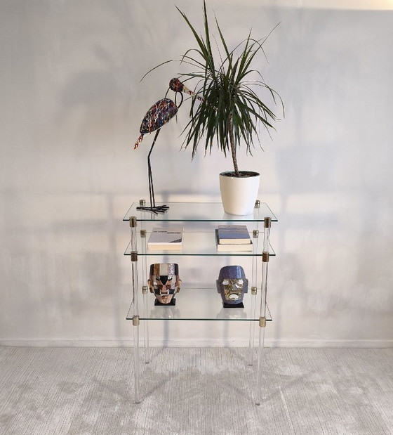 Image 1 of Charles Hollis Jones – Tables d’appoint & étagère modulable design verre et laiton 