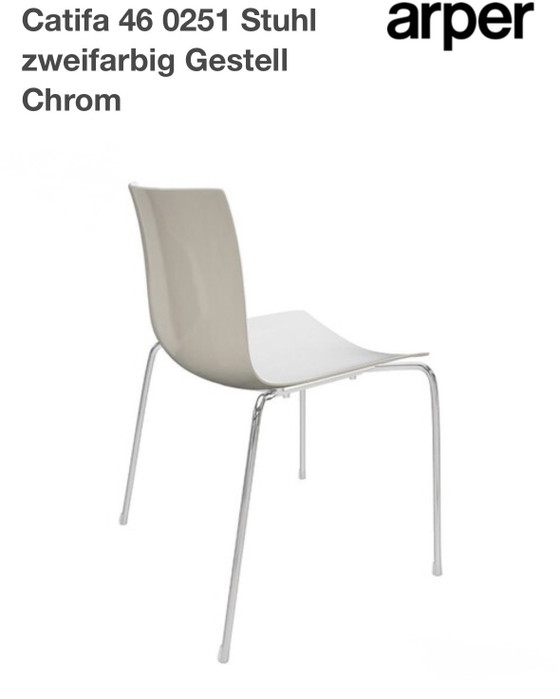 2 x Originele Arper Catifa 46 designstoel – Tweekleurig / Chroom – Vergaderstoel, Plastic, Chrome (photo 4 of 6)