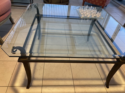 Magnifique table basse avec plateau en verre à facettes