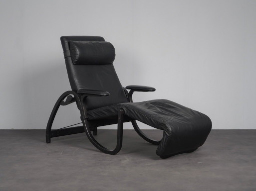 Fauteuil Sinus Lounge d'Ingmar Relling pour Westnofa, Norvège, années 1970 – Wood, Leather, Vintage