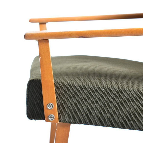 Image 1 of Mid Century Amrchair In Grünem Stoff & Buchenholz Von Jitona, Tschechoslowakei 1960er Jahre