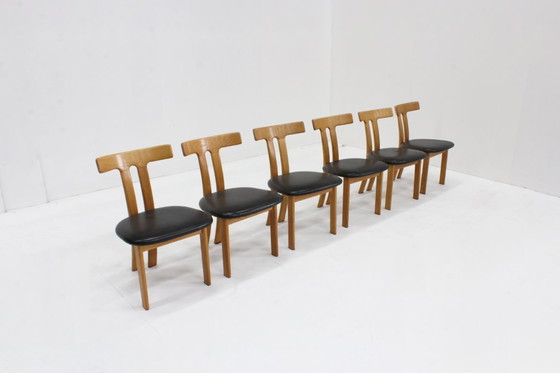 Image 1 of Ensemble de 6 chaises de salle à manger vintage en forme de T, style années 60