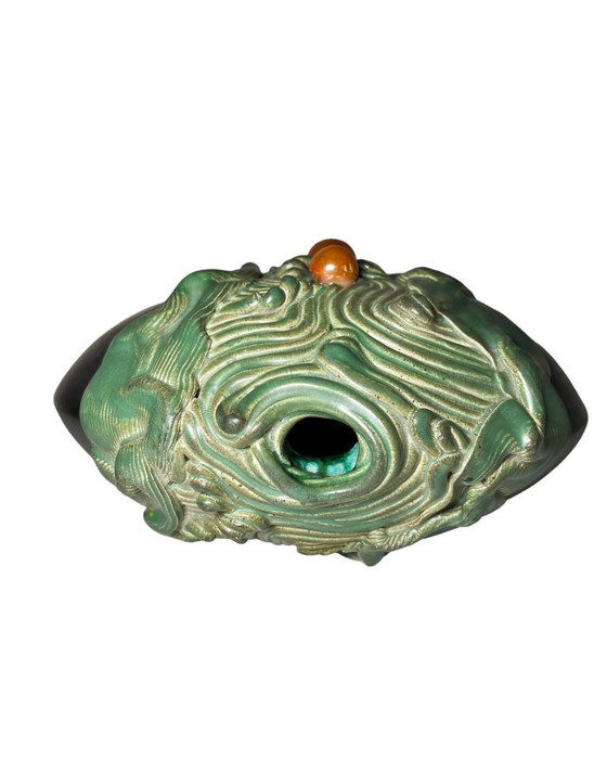 Image 1 of George Deliège Glazed Ceramic Vase - Vintage Belgian Design Sculptural Enameled Earthenware Bud Vase