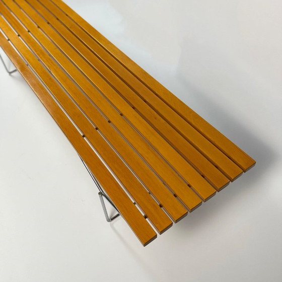Image 1 of Vintage Bench by Harry Bertoia for Knoll – 1960s – Chrome & Solid Wood