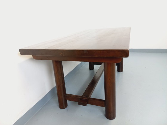 Image 1 of Brutalist rectangular dining table by Georges Robert in dark pine wood from the 1950s/60s