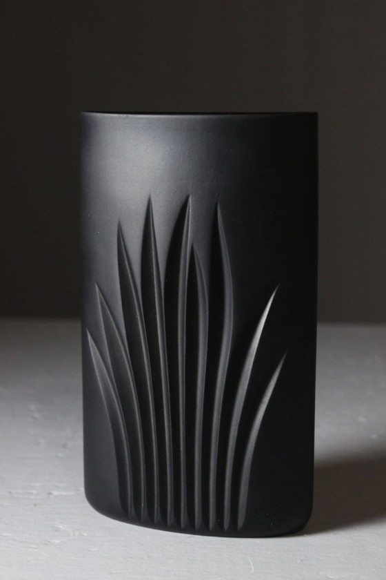 Claus Joseph Riedel & Rosenthal - Black Biscuit Porcelain Vase Op Art 1970s (photo 2 of 6)