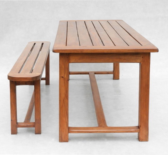 Vintage French Provincial Slatted Pine Dining Table, Seats 8, two available – Garden tables, Wood (photo 6 of 6)