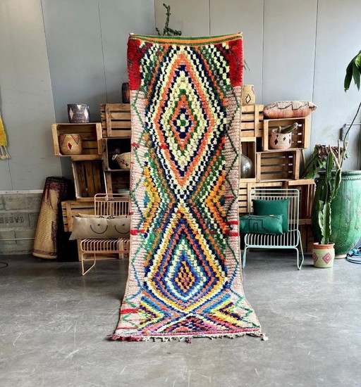 Tapis de course berbère coloré marocain Boujaad 100x330 cm