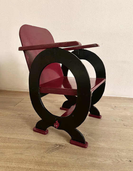 Image 1 of Chaise d'enfant vintage Art Déco en bois