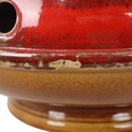 Image 1 of Large Lamp Base Red and Yellow Ceramic
