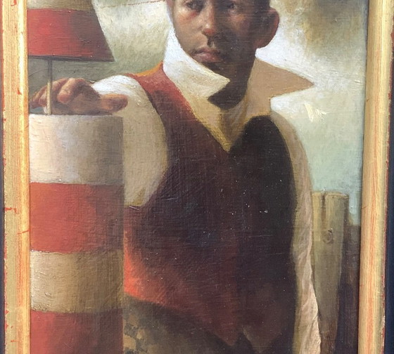 Image 1 of Kevin Hendley - Le présentateur météo, peinture à l'huile originale