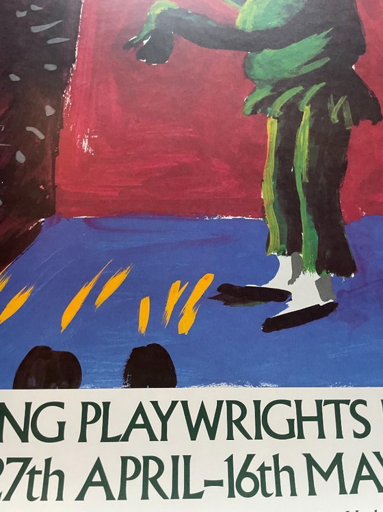 Image 1 of David Hockney (1937–2026), Festival junger Dramatiker, Copyright David Hockney 1980 Petersburg Press, Gedruckt in England