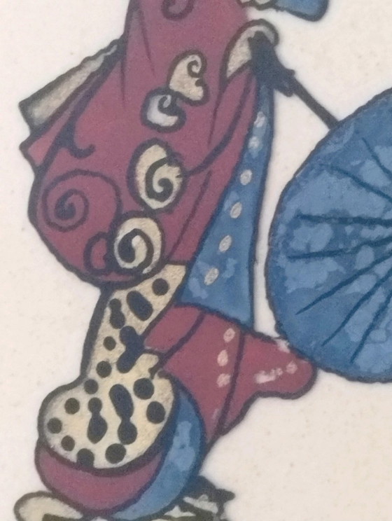 Pair of Japanese Watercolors: Young Ladies with Parasols – Paintings & Drawings, Paper (photo 11 of 13)