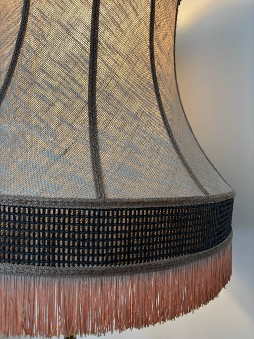 Lampada da terra in alabastro in stile Hollywood Regency con paralume sfrangiato – vloerlampen, Brass, Stone (photo 2 of 14)