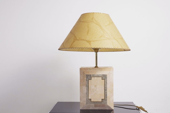 Image 1 of Vintage Marble Table Lamp Italian Art Deco Stone Lamp Geometric Marble Lighting Mid Century Modern Accent Lamp