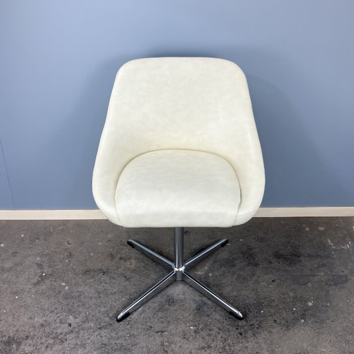 Swivel cocktail chair, chrome and imitation leather, 70s, vintage