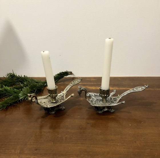 Image 1 of Kerzenhalter Pfau aus Messing