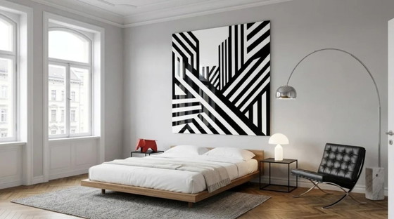 XXL Ausführung - Hyper Modern Abstrakt Minimalismus 01 Schwarz Weiss auf 5 mm Acrylglas 140x140 Cm I (photo 3 of 5)