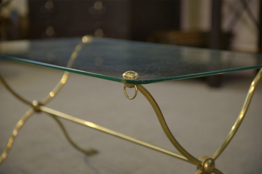 Neoclassical coffee table attributed to Maison Jansen, swan neck base, 1940s