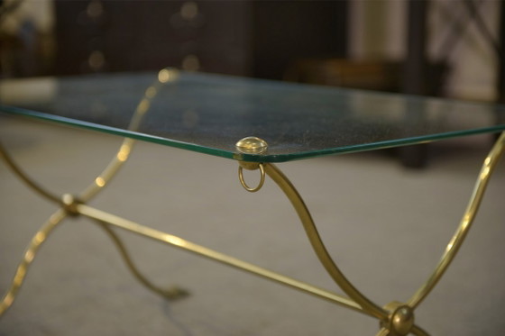 Image 1 of Neoclassical coffee table attributed to Maison Jansen, swan neck base, 1940s