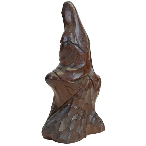 Kannon (Guanyin) Giapponese in Legno Hinoki Monolitico Intagliata a Mano, Stile Enku (14.2 cm) – Sculture (photo 6 of 9)