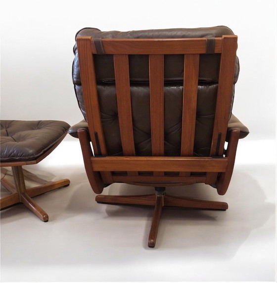 Image 1 of SöDa Galvano Lied Mobler Norway Fauteuil Lounge + Ottomane Vintage Teck