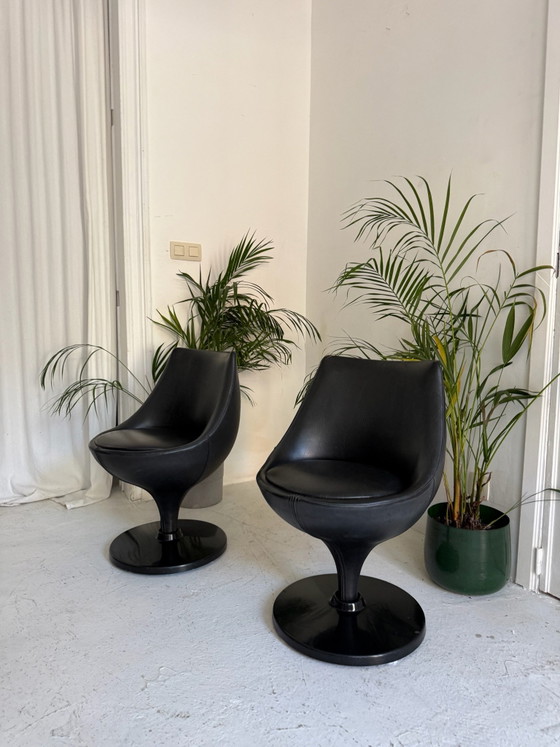 Original Pierre Guariche Polaris Armchairs – Swivel chairs, Metal, Polyester (photo 2 of 5)