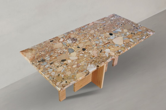 Image 1 of Couchtisch recta Ceppo Rosso aus Naturstein und Massivholz Eiche