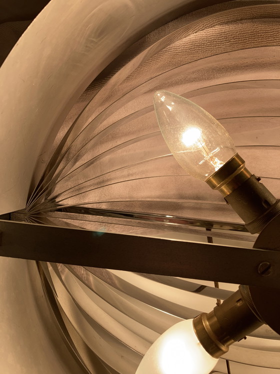 Image 1 of Suspension vintage 70’S en métal brossé attribué à Jean Gandelin 