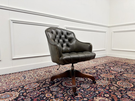 Classica sedia da ufficio inglese Wade Chesterfield – Sedie da ufficio, Leather, Wood (photo 7 of 8)