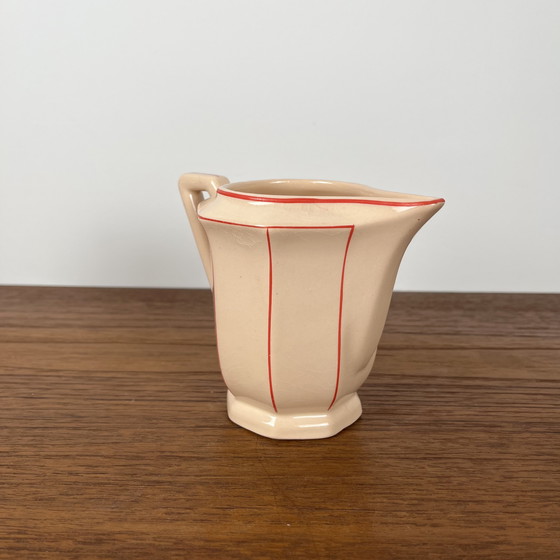 Image 1 of Digoin-Sarrguemines Art Deco Pink and Red Coffee/Tea Set