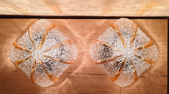 Image 1 of RARE! Sculptural pair of Mid-Century Studio Glass Lamps – Space Age 1960s/70s