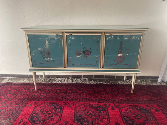 Image 1 of Credenza italiana di metà secolo con specchio — di Umberto Mascagni (anni '50-'60)