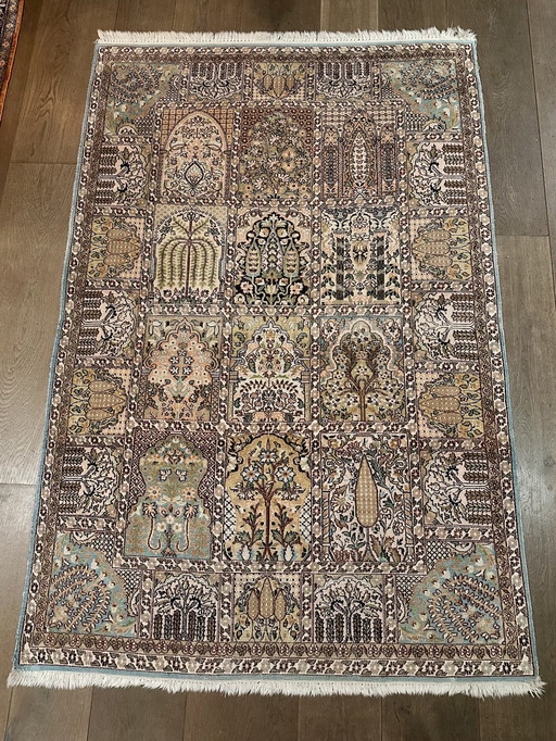 Tappeto Kashmir in seta tessuta a mano su cotone