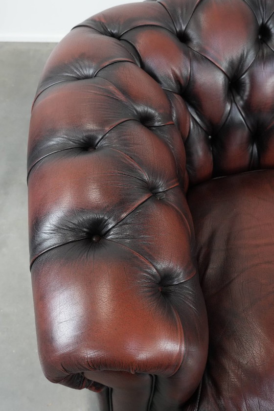 Image 1 of Divano Chesterfield in pelle di mucca in stile inglese con bellissimi colori rosso/marrone