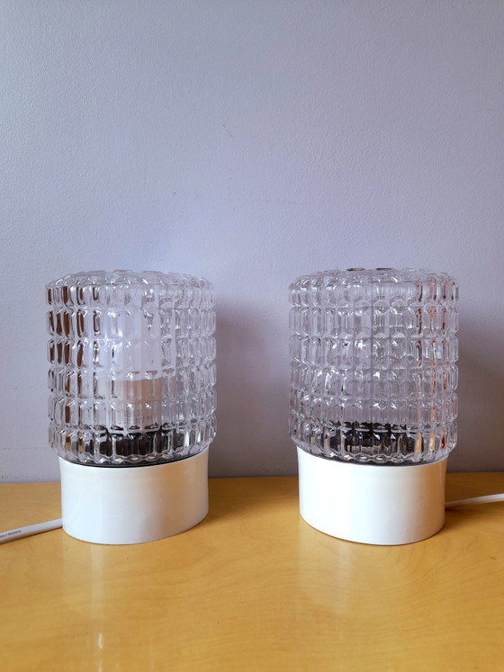 Image 1 of Pair of textured glass lamps, 1970s